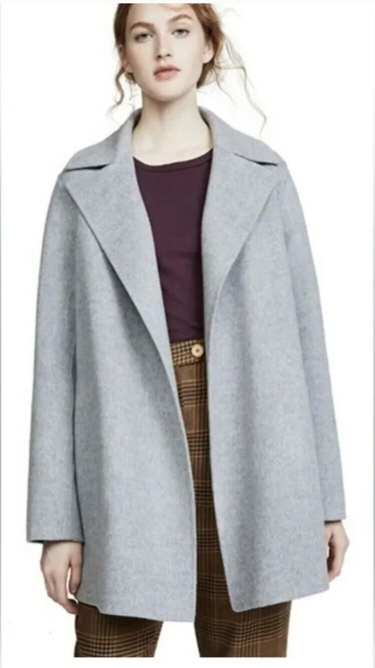 Theory Sileena New Divide 2 Wool Cashmere Coat Jacket Gray Open Size Small